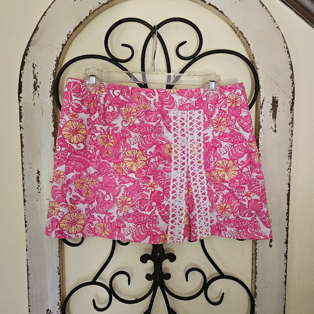 Lilly Pulitzer Womens Jarvey Skort Chum Bucket  Pink Lined Side Slit Golf Resort